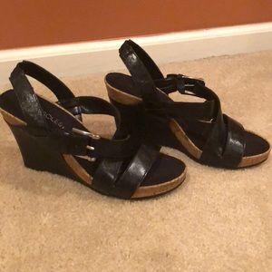 Black wedge Sandals 3 inch heel